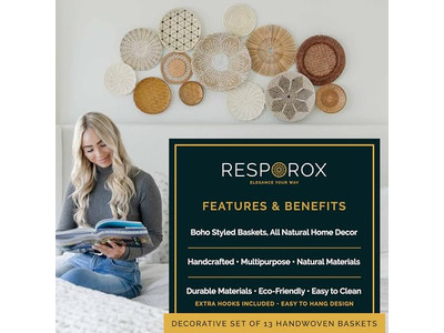 Decoração de Parede de Cozinha Boho Conjunto de 12 Cestas Modernas do Sudoeste