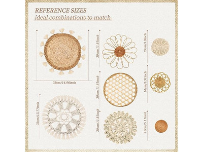 Decoração de Cesta de Parede Boho Redonda em Cestas de Cozinha Estilo Rústico Tecidas