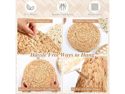 Decoração de Parede Costeira para Casa Rústica Liquidação de Vime Bambu