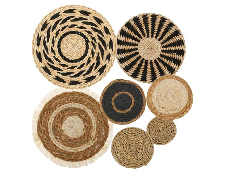 Conjunto de Decoração de Parede com Cesta Plana Peças de Decoração Artesanal para Quarto de Namorada