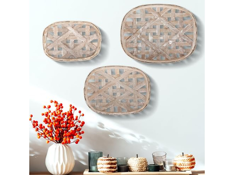 Decoração de Parede de Banheiro de Rattan Conjunto de 3 de Capim-Marinho Decoração de Restaurante