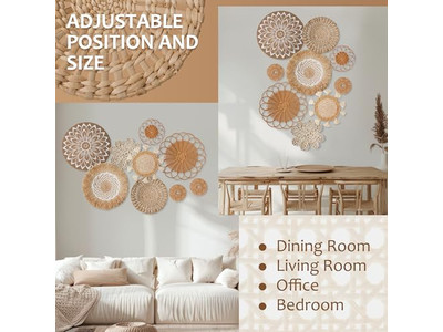 Decorações de Rattan para Parede Conjunto de 11 Cestas com Embalagem Personalizável