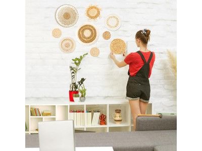 Cestas de Capim-Marinho Decoração de Parede Conjunto de 10 Cestas 13