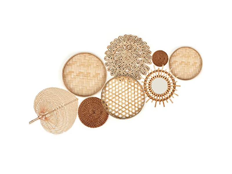 Decoração com Cestas de Parede com Decoração Azul de Bambu Arte Africana