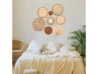 Decoração com Cestas de Parede com Decoração Azul de Bambu Arte Africana